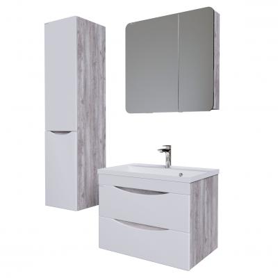 Тумба под раковину в ванной подвесная Grossman ТАЛИС-70 см, бетон пайн/белый глянец